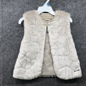 Mayoral Girls 2T Faux Fur Vest Shrug‎ Beige Sleeveless Jacket Formal Party